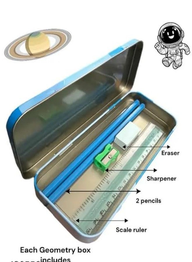 MINDFIT Space Theme Pencil Geometry Case with Stationary Pencil, Scale,Eraser & Sharpener Combo Set | Birthday Return Gift Party Favor for Girls, Boys, Kids (BLUE) - Image 5